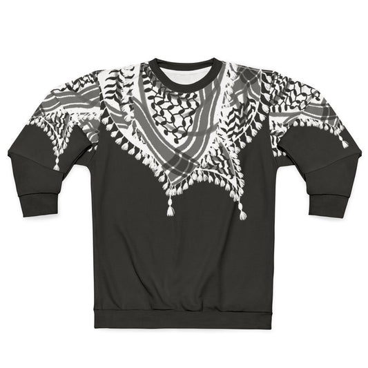 Patterned keffiyeh neck scarf sweatshirt