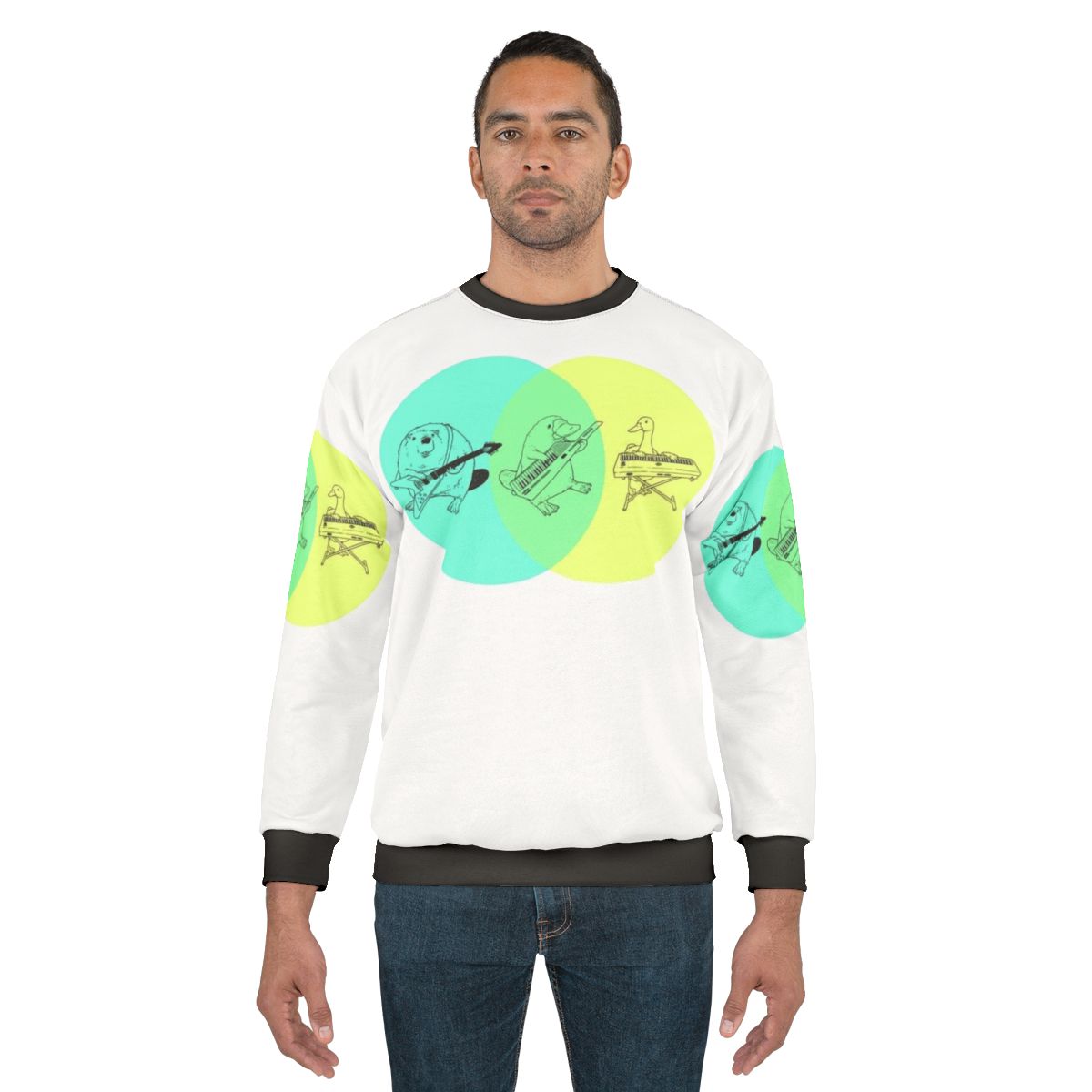Quirky Keytar Platypus Venn Diagram Sweatshirt