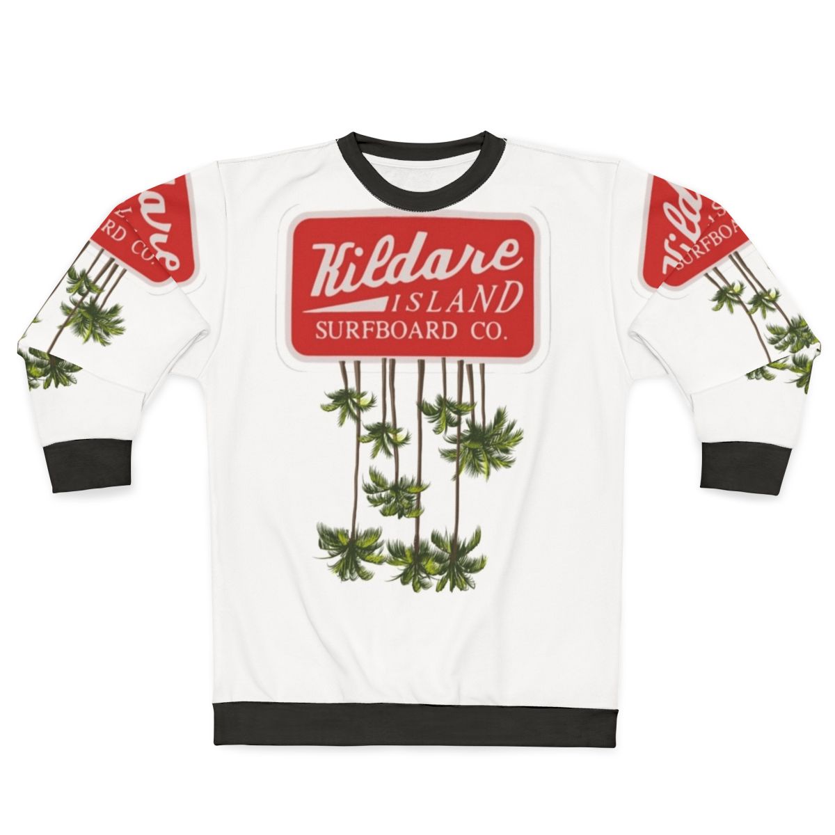 Kildare Island Sweatshirt with Surfing and Beach Design