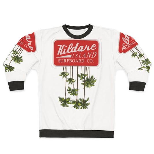 Kildare Island Sweatshirt with Surfing and Beach Design