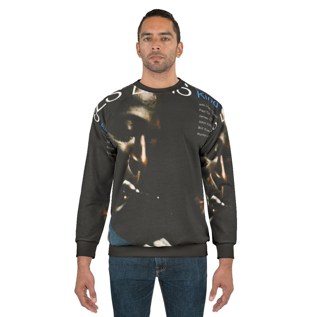 Blue Jazz Sweatshirt with Miles Davis Inspired Graphic