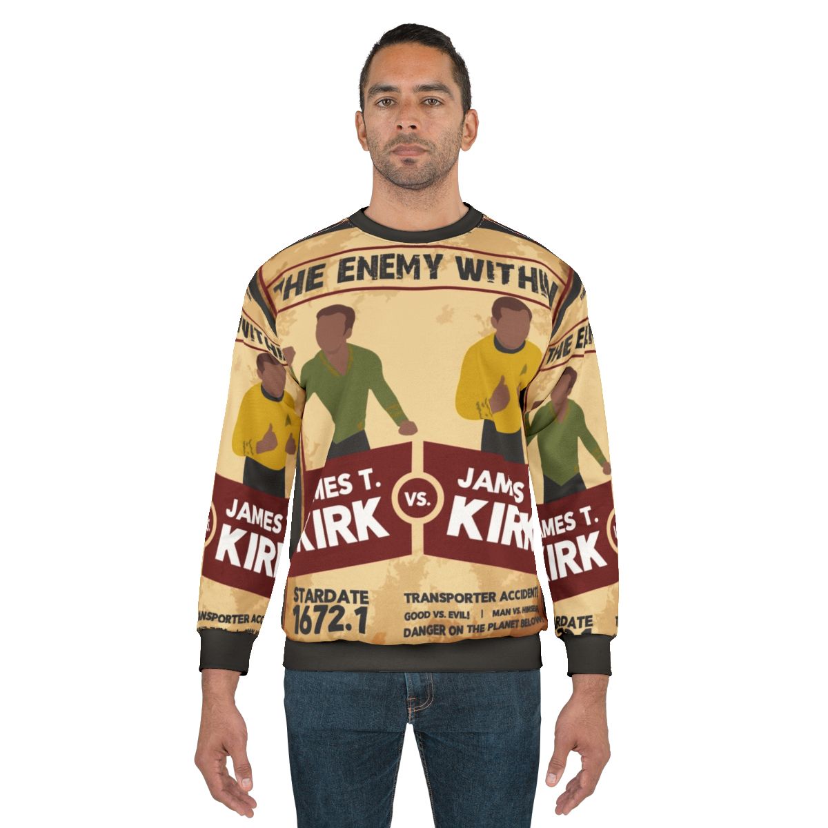 Star Trek "Kirk vs Kirk" Sweatshirt featuring Captain Kirk from the Original Series