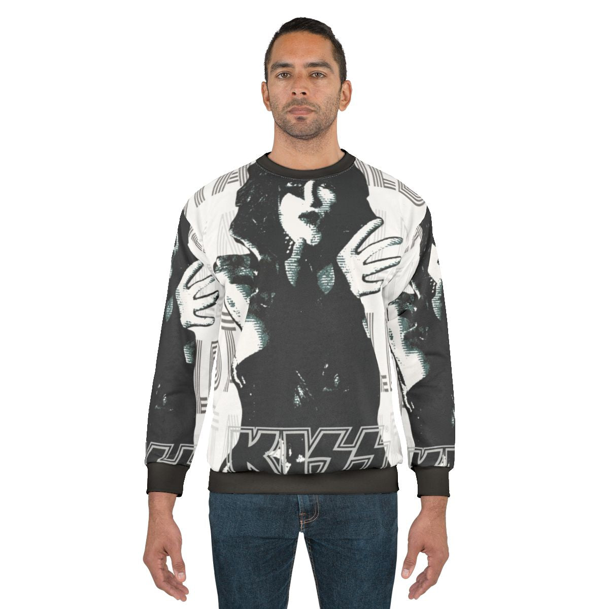 Kiss Starchild White Background Sweatshirt