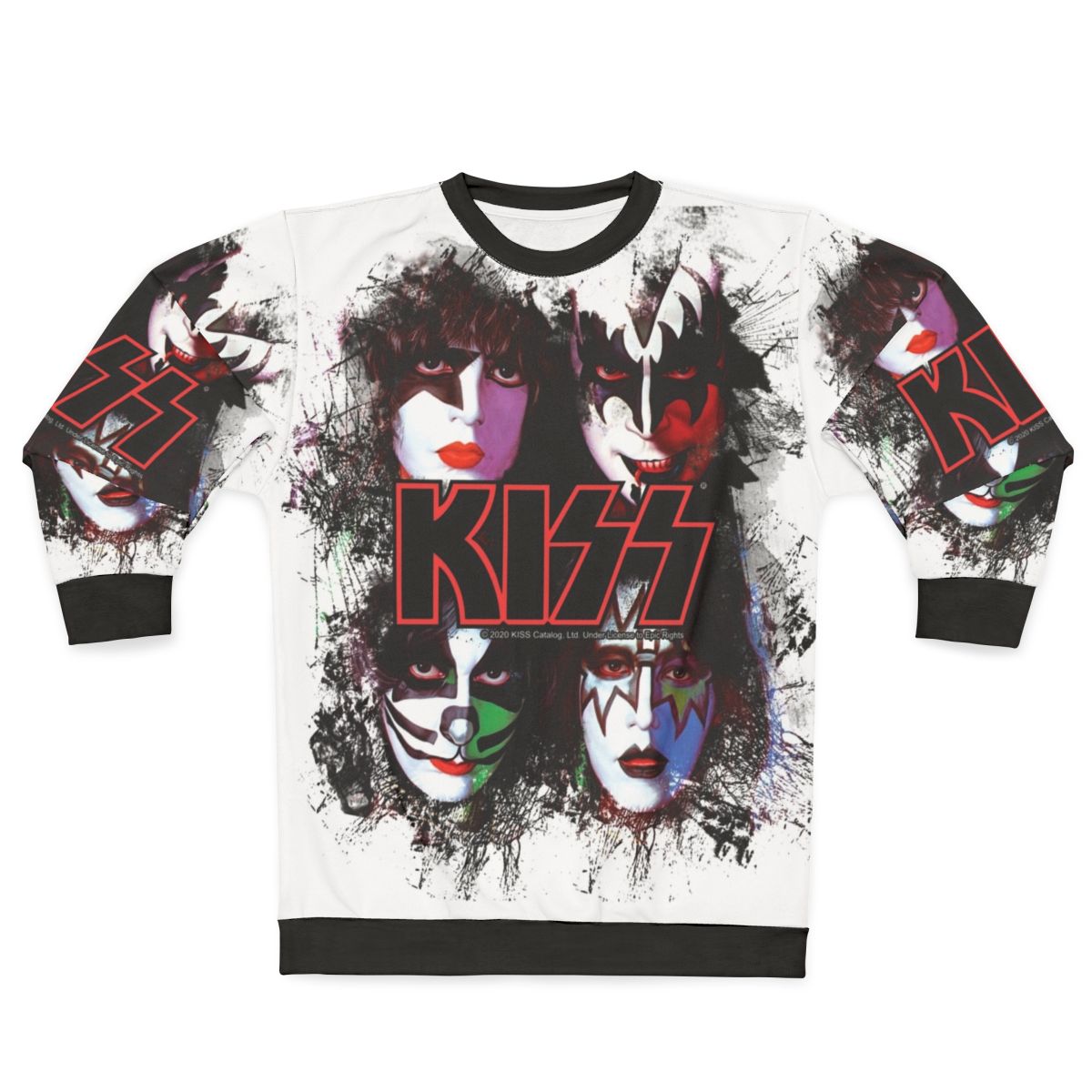 Kiss The Band Faces Brush Effect Sweatshirt