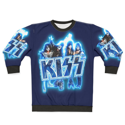 Retro Kiss band blue energy glow design sweatshirt