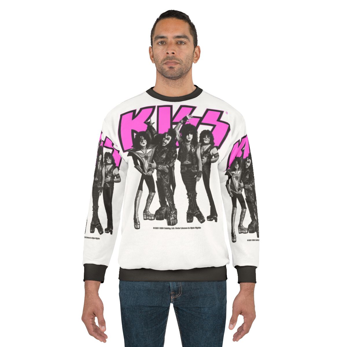Vintage Kiss The Band Black and White Pink Sweatshirt
