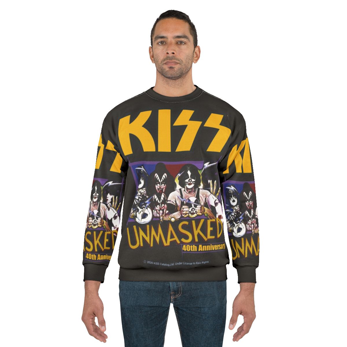 Kiss Unmasked Fan Art Sweatshirt featuring the classic KISS band logo and artwork