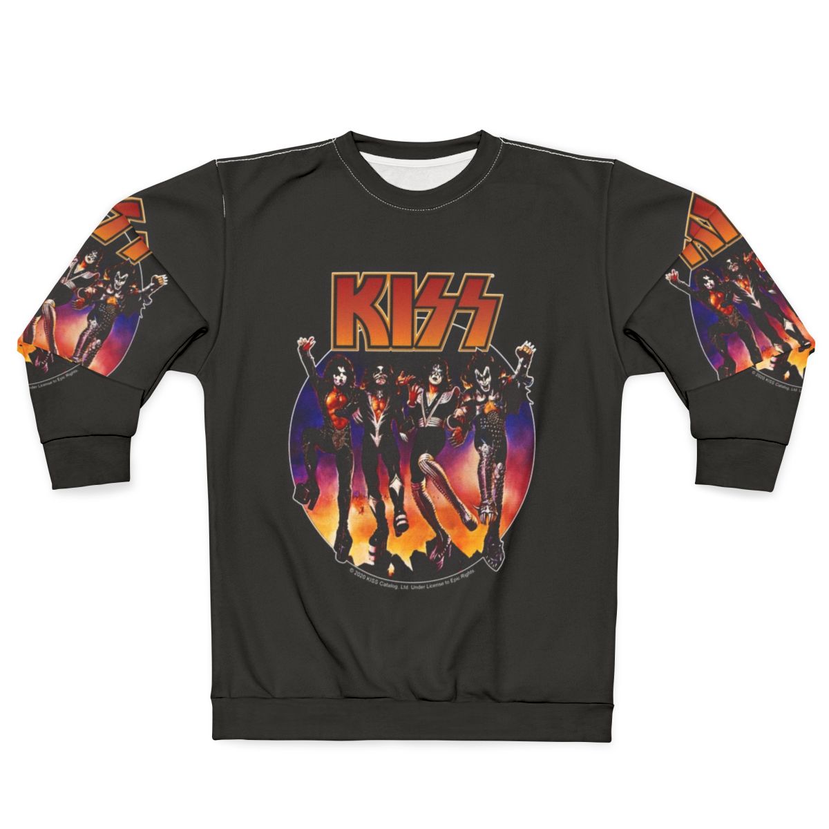 Kiss vintage design sweatshirt featuring the iconic Kiss band logo and elements