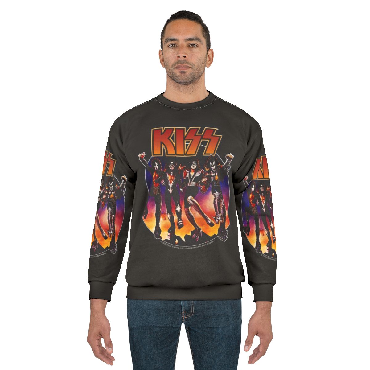 Kiss vintage design sweatshirt featuring the iconic Kiss band logo and elements