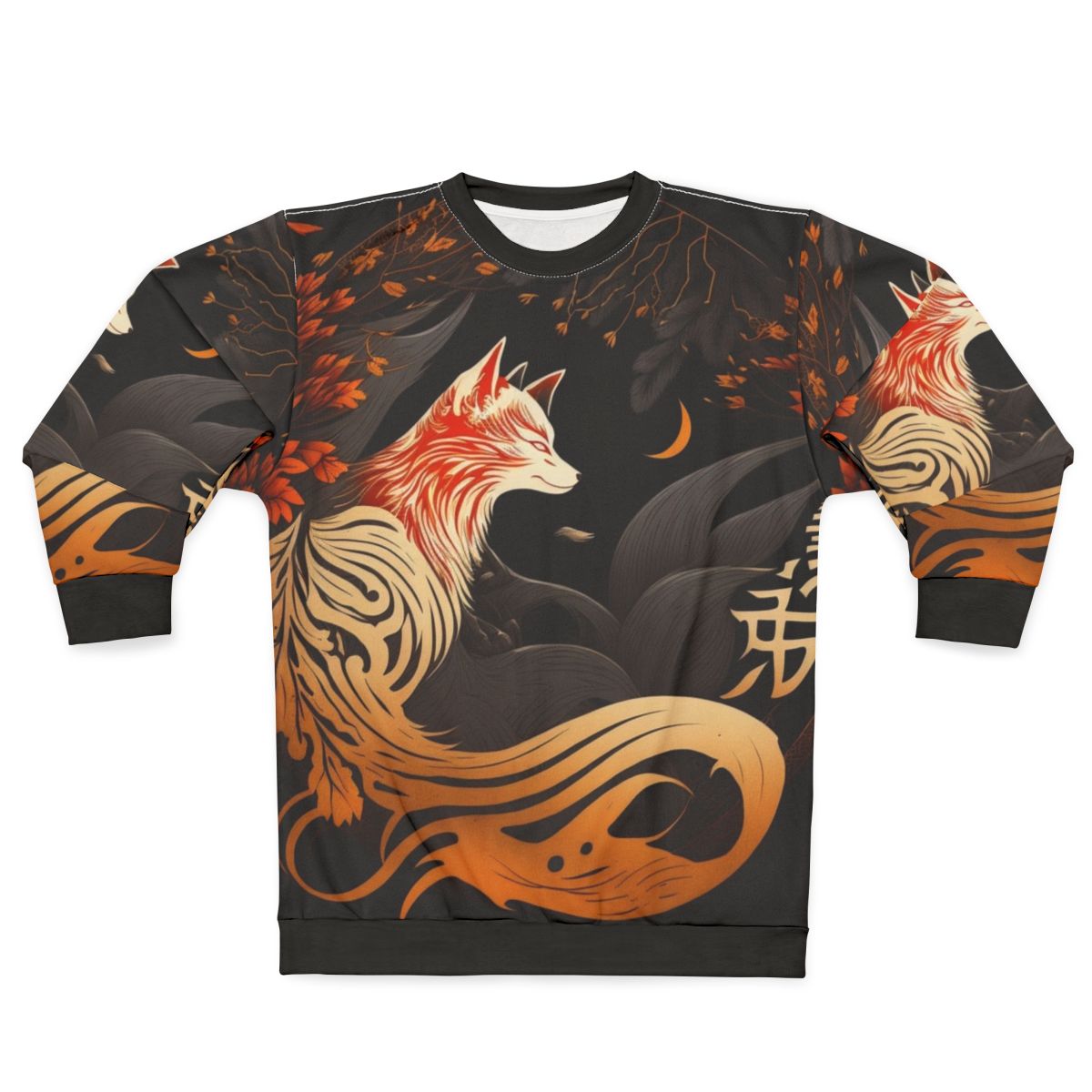 Kitsune Japanese art sweatshirt with fox emblem