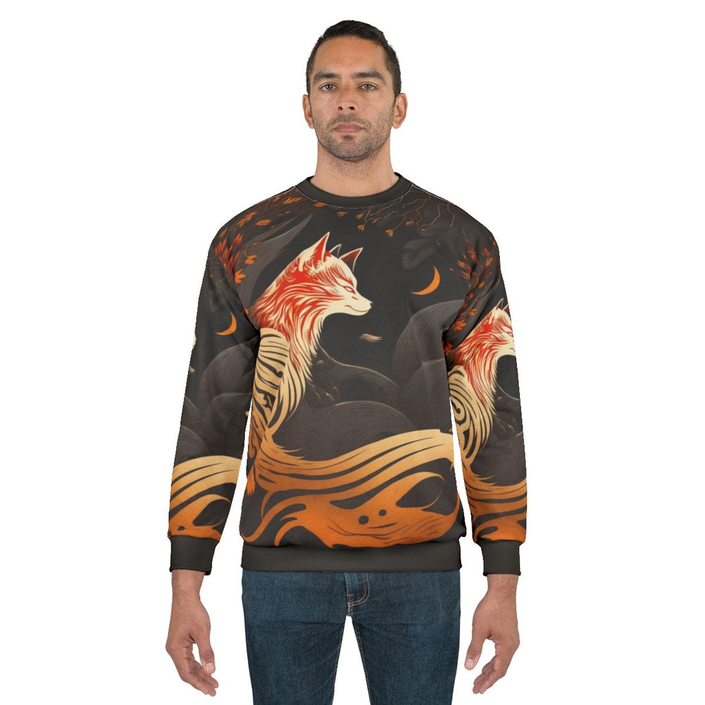 Kitsune Japanese art sweatshirt with fox emblem