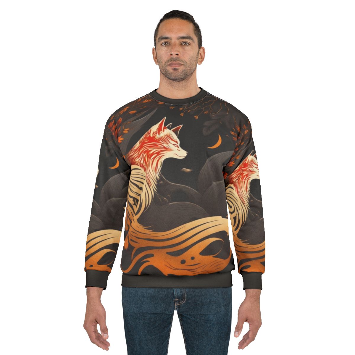 Kitsune Japanese art sweatshirt with fox emblem