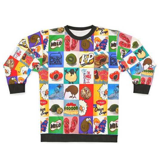 Kiwiana food and drink icons collage sweatshirt