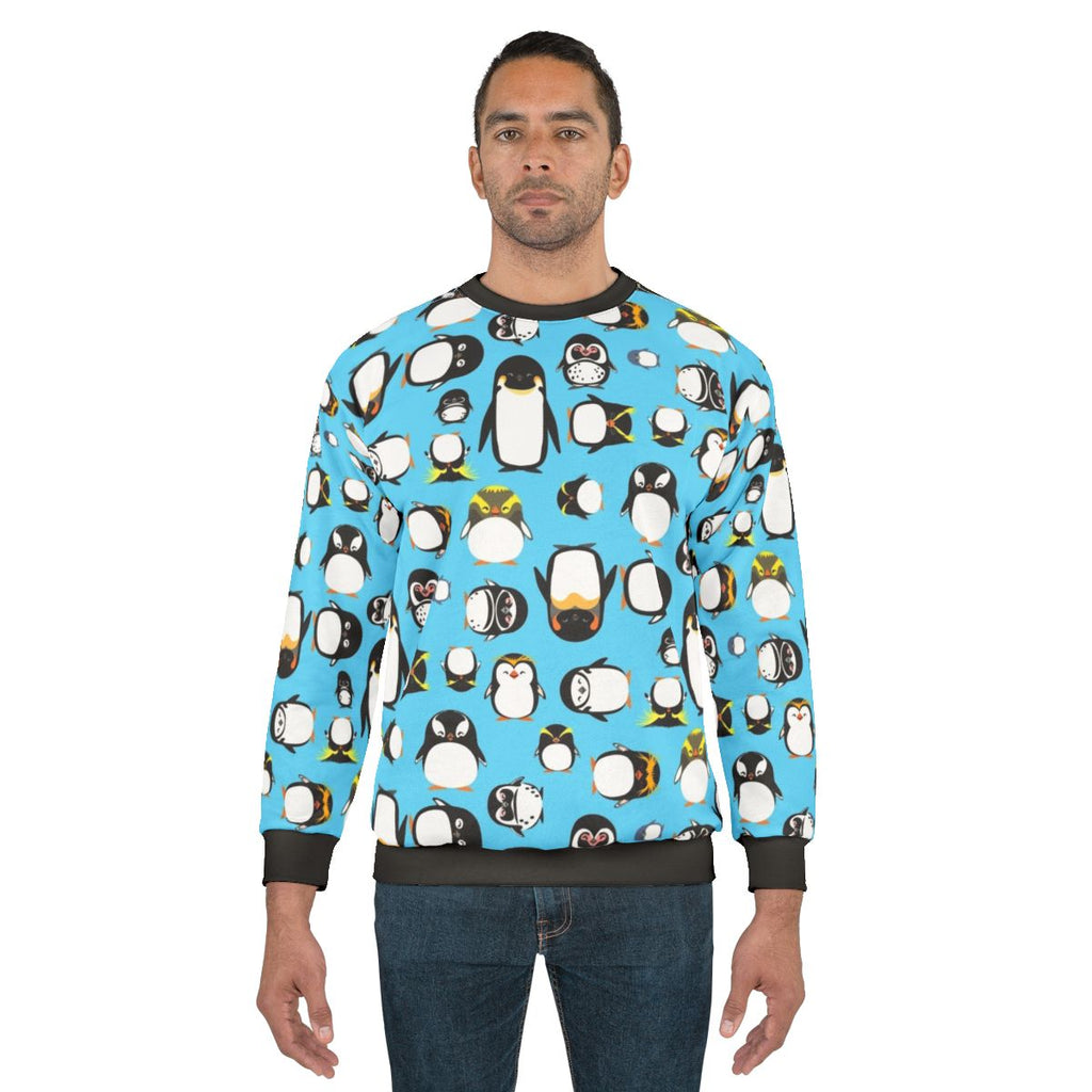 Penguin sweatshirt with various penguin species