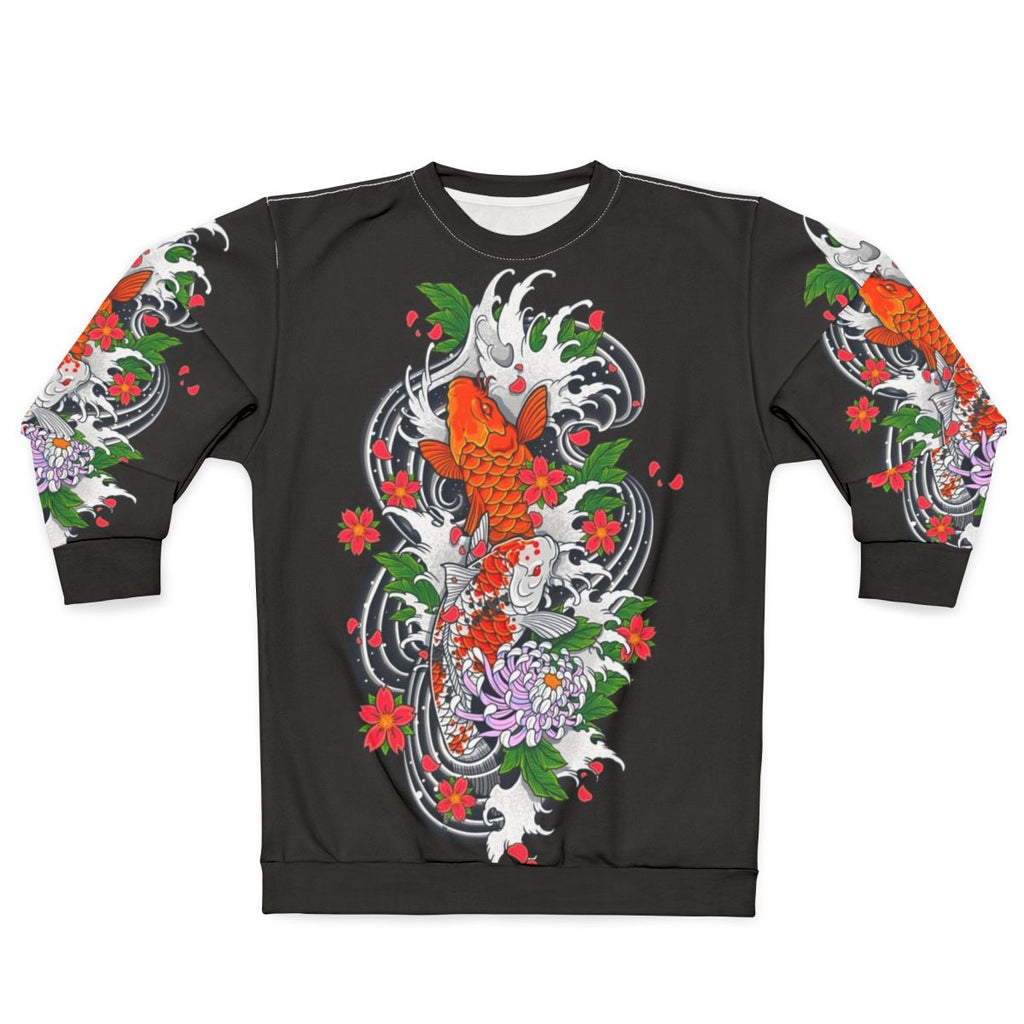 Koi fish pond inspired Japanese style sweatshirt