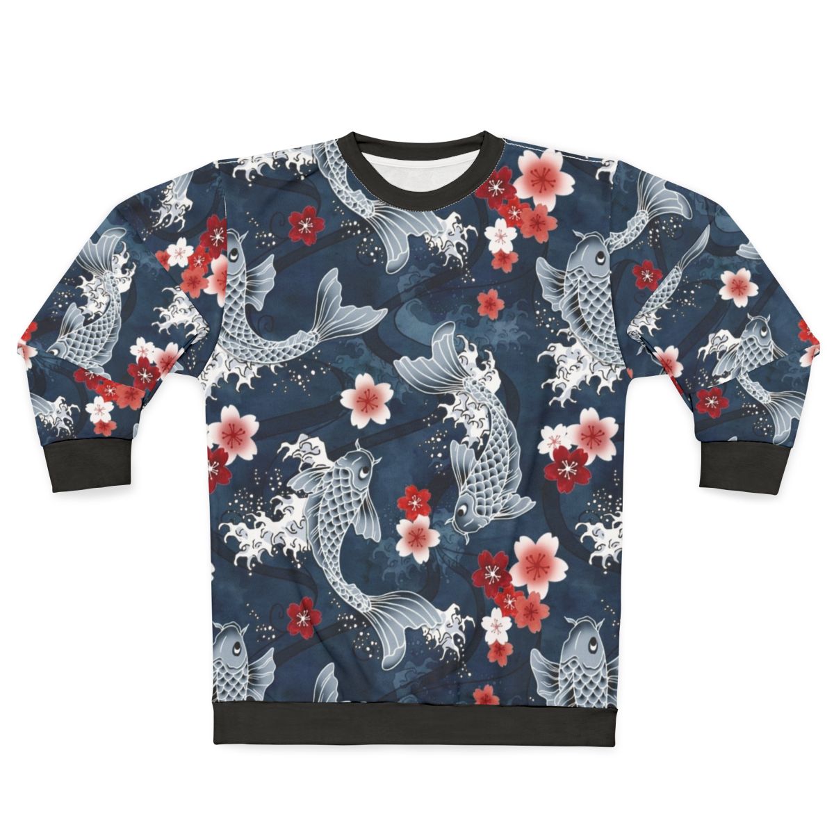 Koi Sakura Blossom Blue Watercolor Sweatshirt