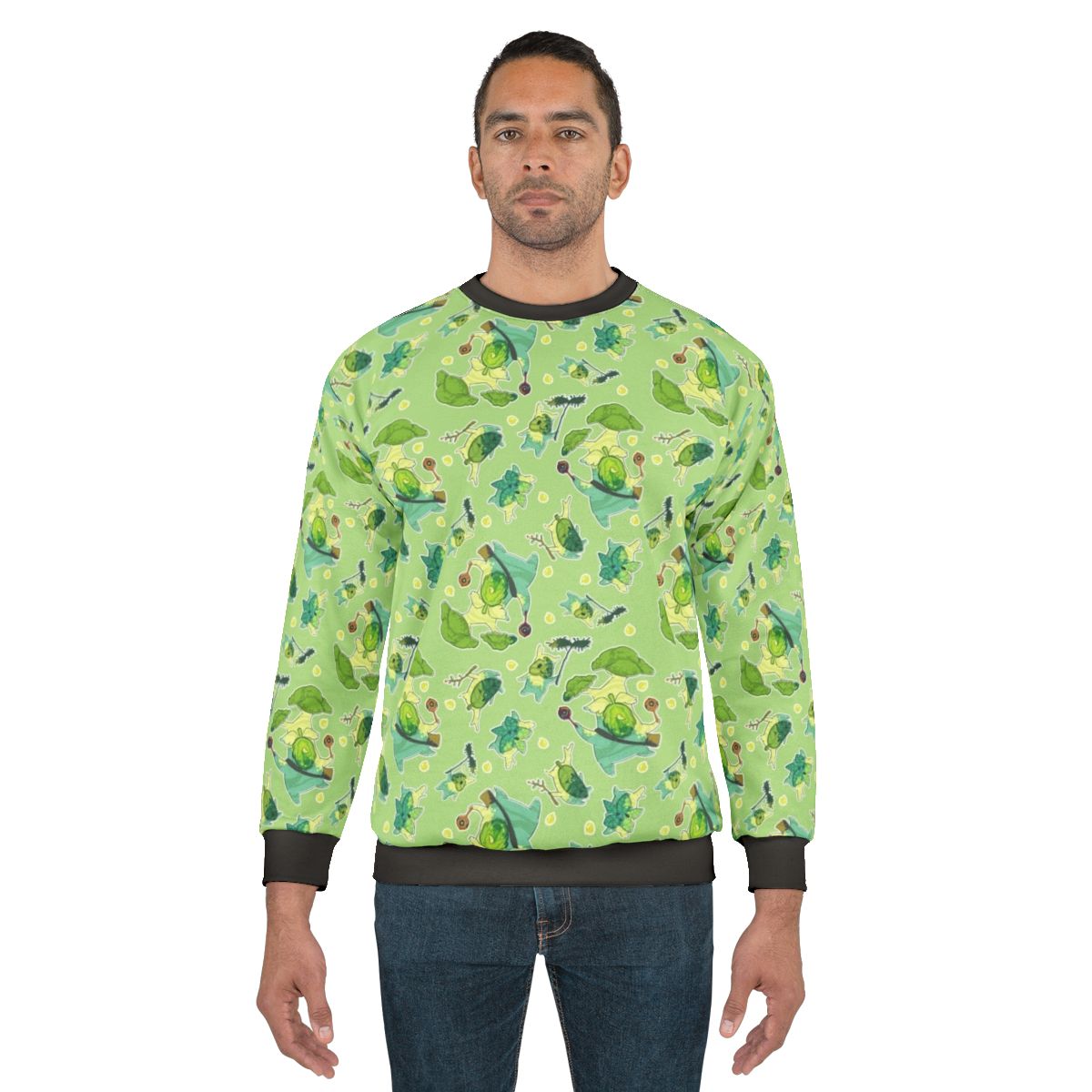 Korok Pattern Sweatshirt featuring a nature-inspired design from The Legend of Zelda