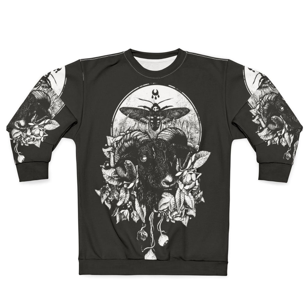 Gothic occult sweatshirt with dark nature and death metal inspired design