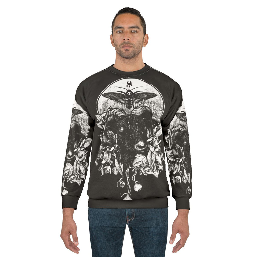 Gothic occult sweatshirt with dark nature and death metal inspired design