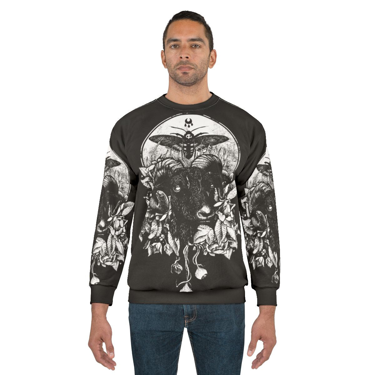 Gothic occult sweatshirt with dark nature and death metal inspired design
