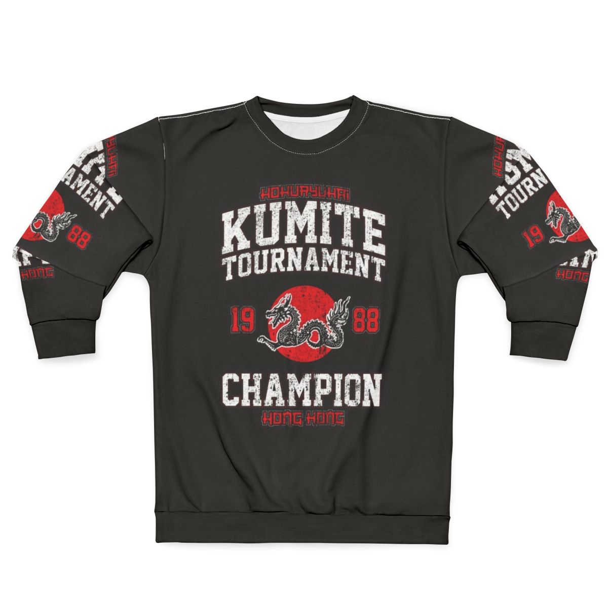 Kumite Tournament 1988 Champion Sweatshirt featuring Jean Claude Van Damme from the Bloodsport martial arts movie