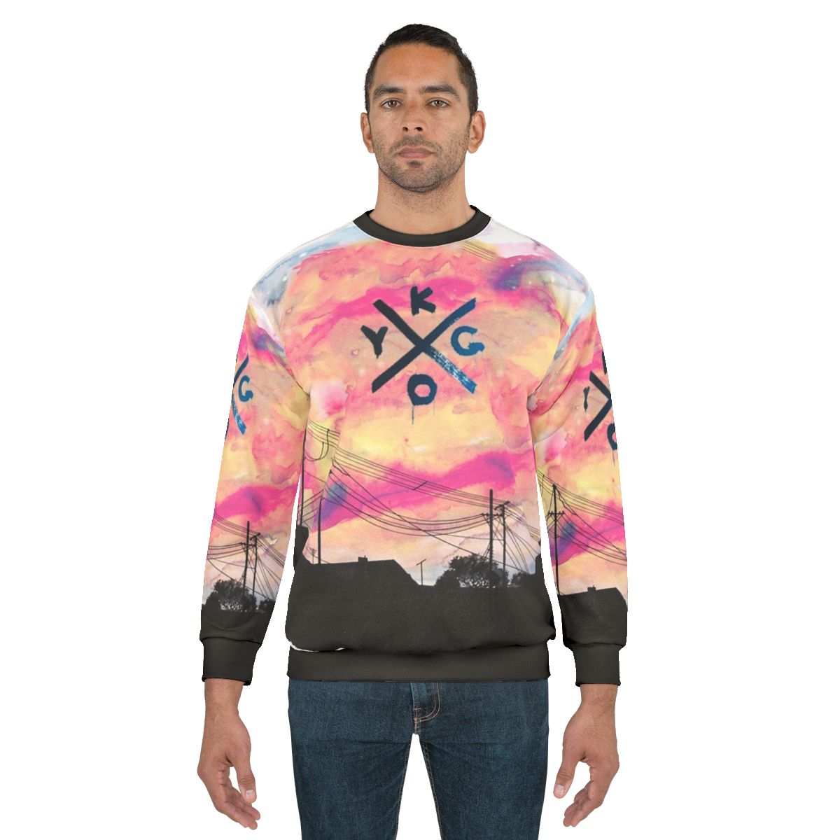 Kygo City Electronic Music Sweatshirt with Blue Cloud Landscape Design