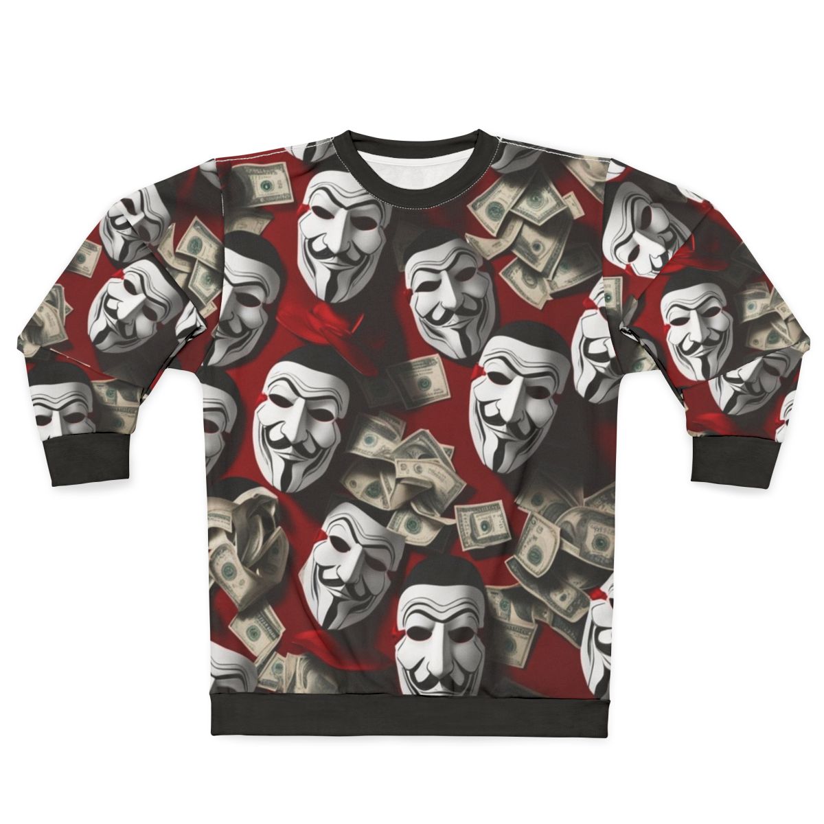 Money Heist fan art patterned sweatshirt
