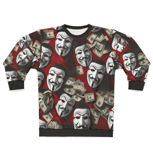 Money Heist fan art patterned sweatshirt