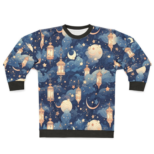 Cozy lantern sweatshirt with a starry night sky design