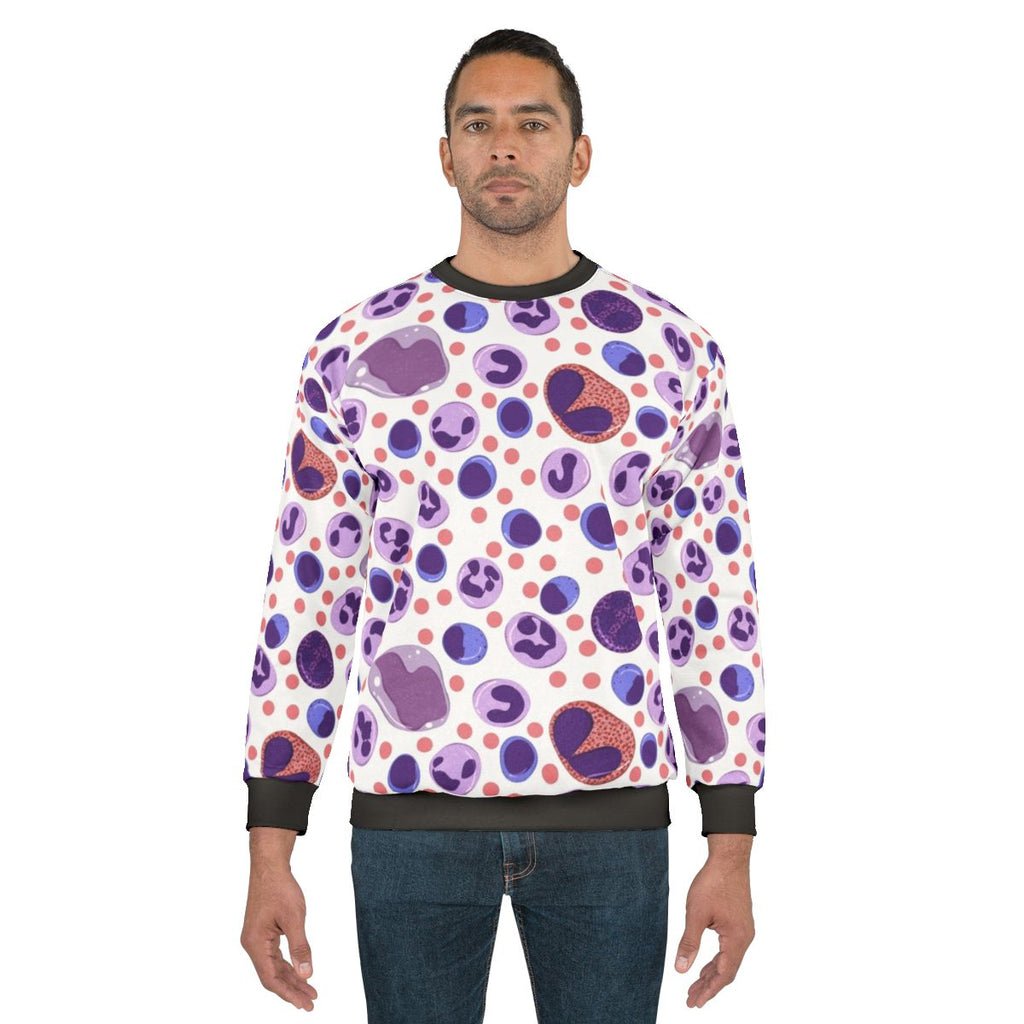 White blood cell pattern medical laboratory sweatshirt