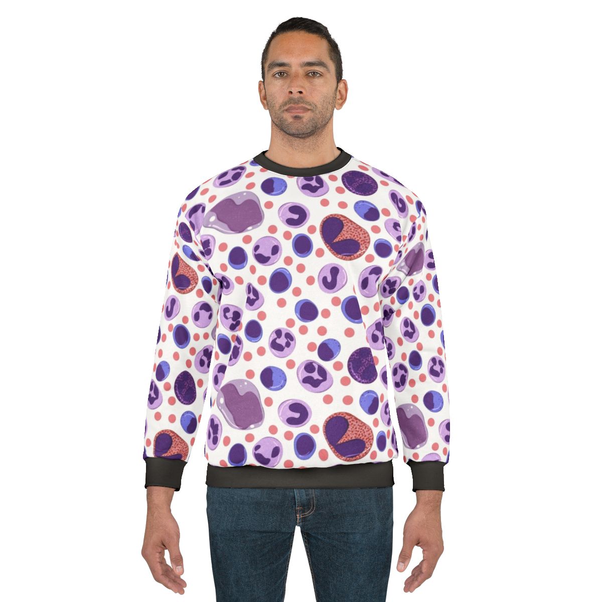 White blood cell pattern medical laboratory sweatshirt