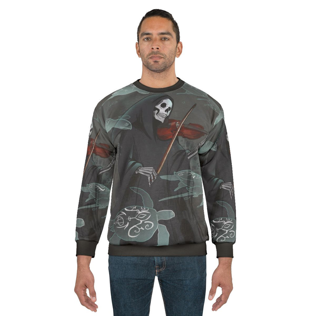 Dark symphony grim reaper violin sweatshirt