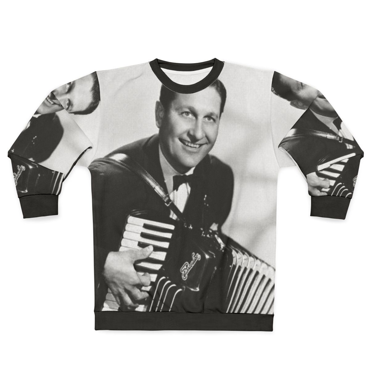 Vintage Lawrence Welk Accordion Player Black and White Sweatshirt
