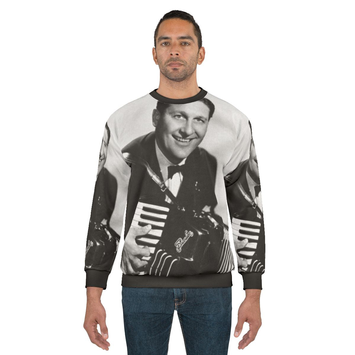 Vintage Lawrence Welk Accordion Player Black and White Sweatshirt