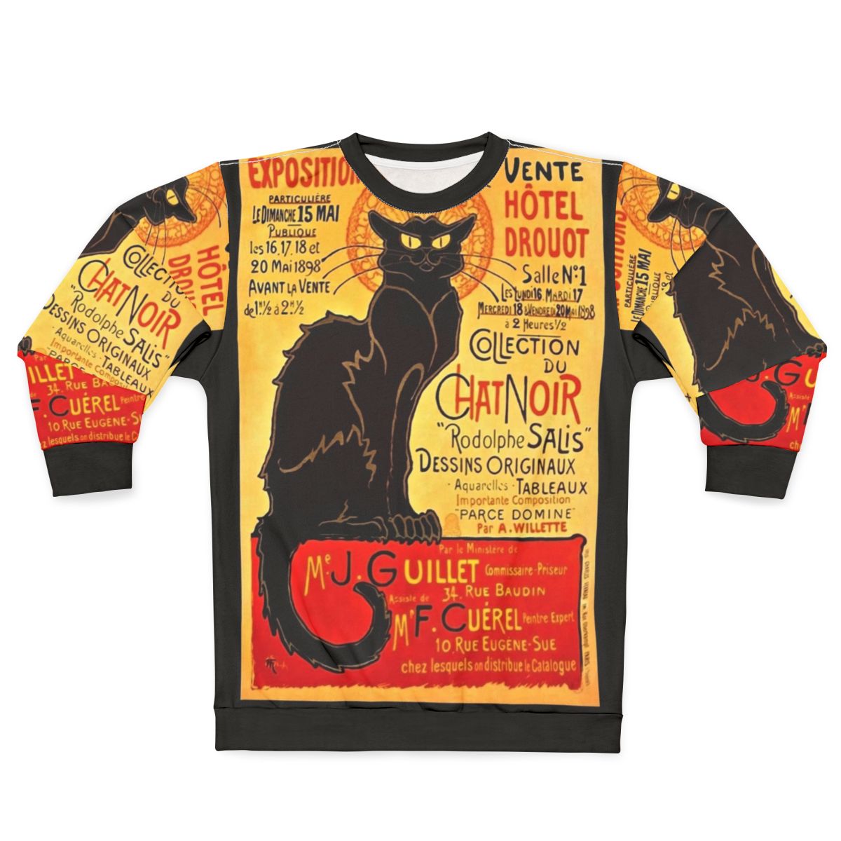 Vintage Le Chat Noir 1896 Sweatshirt with French Art and Antique Advertising