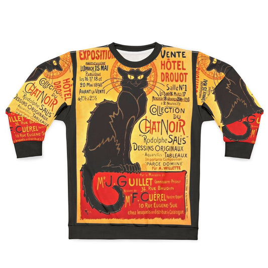Vintage Le Chat Noir 1896 Sweatshirt with French Art and Antique Advertising