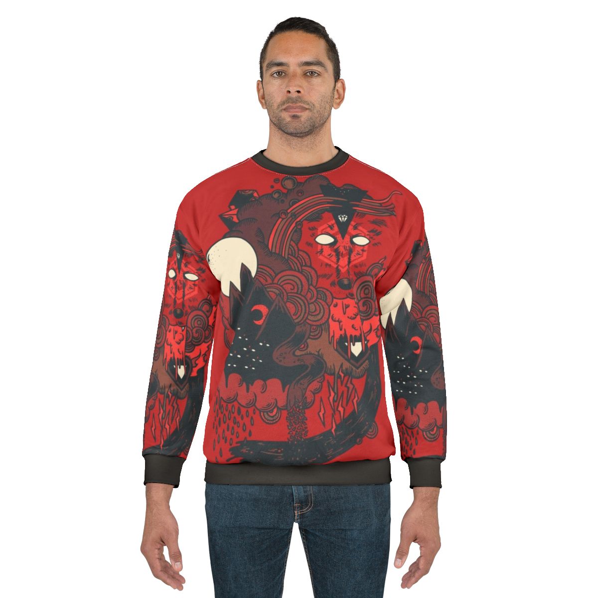 Howling wolf pack geometric abstract sweatshirt design