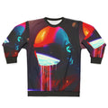 Cosmic leaking sweatshirt with surreal space exploration design