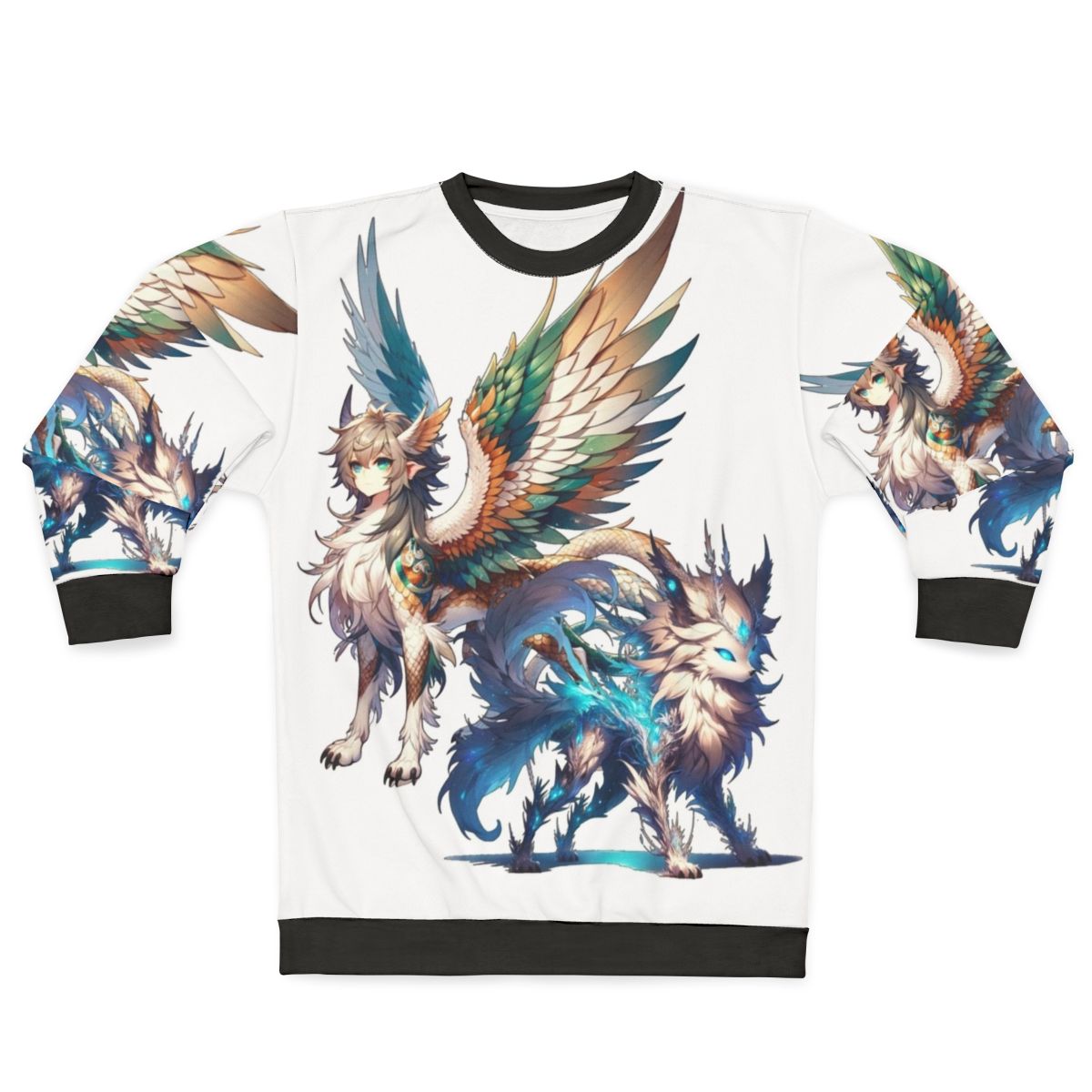 Sweatshirt featuring legendary animals and mythological creatures