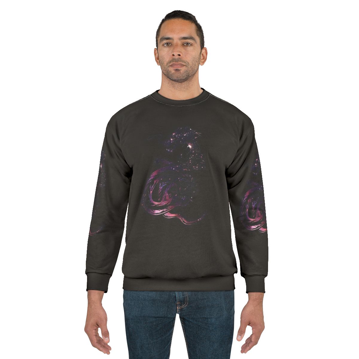 Cosmic dragon sweatshirt featuring a mythological creature design