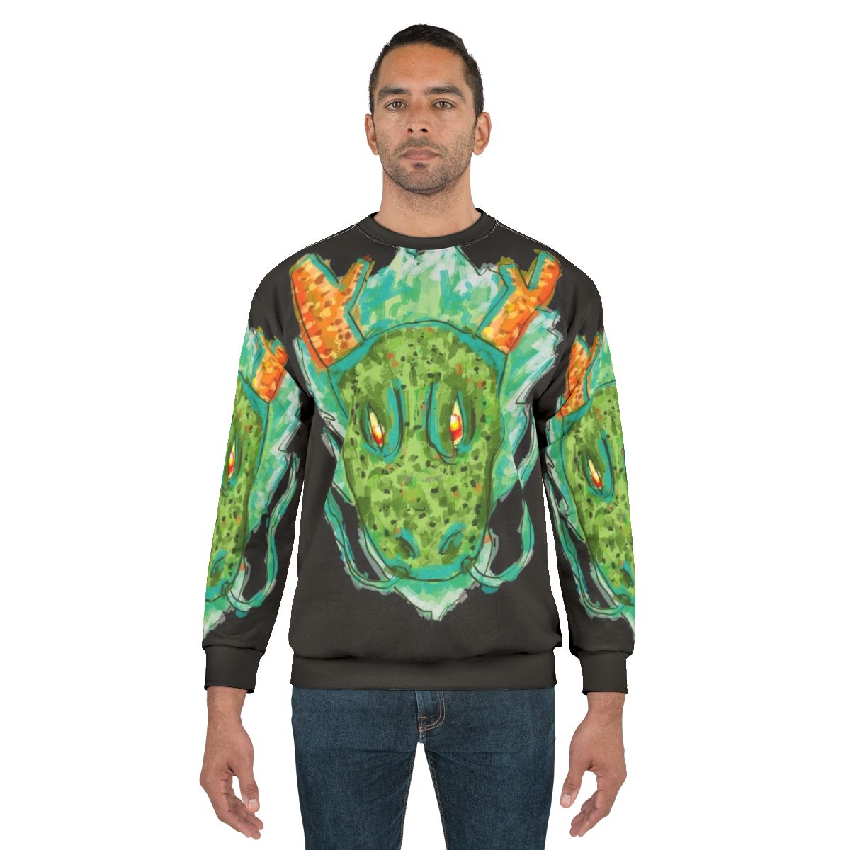 Legendary Earth Dragon Sweatshirt with Asian Dragon Head Design