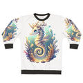 Legendary fantasy seahorse and deer graphic on a sweatshirt