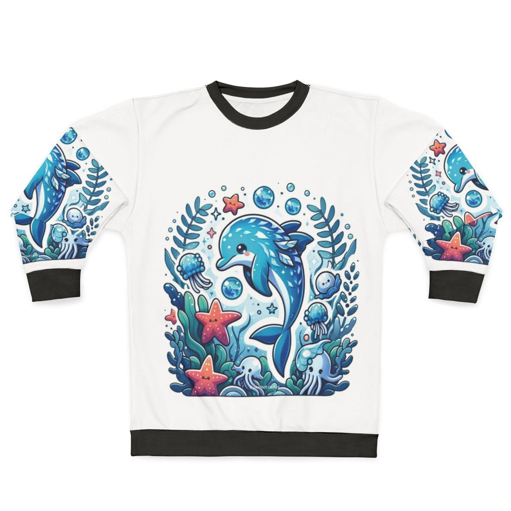 Legendary frostfin dolphin fantasy design on a cozy sweatshirt
