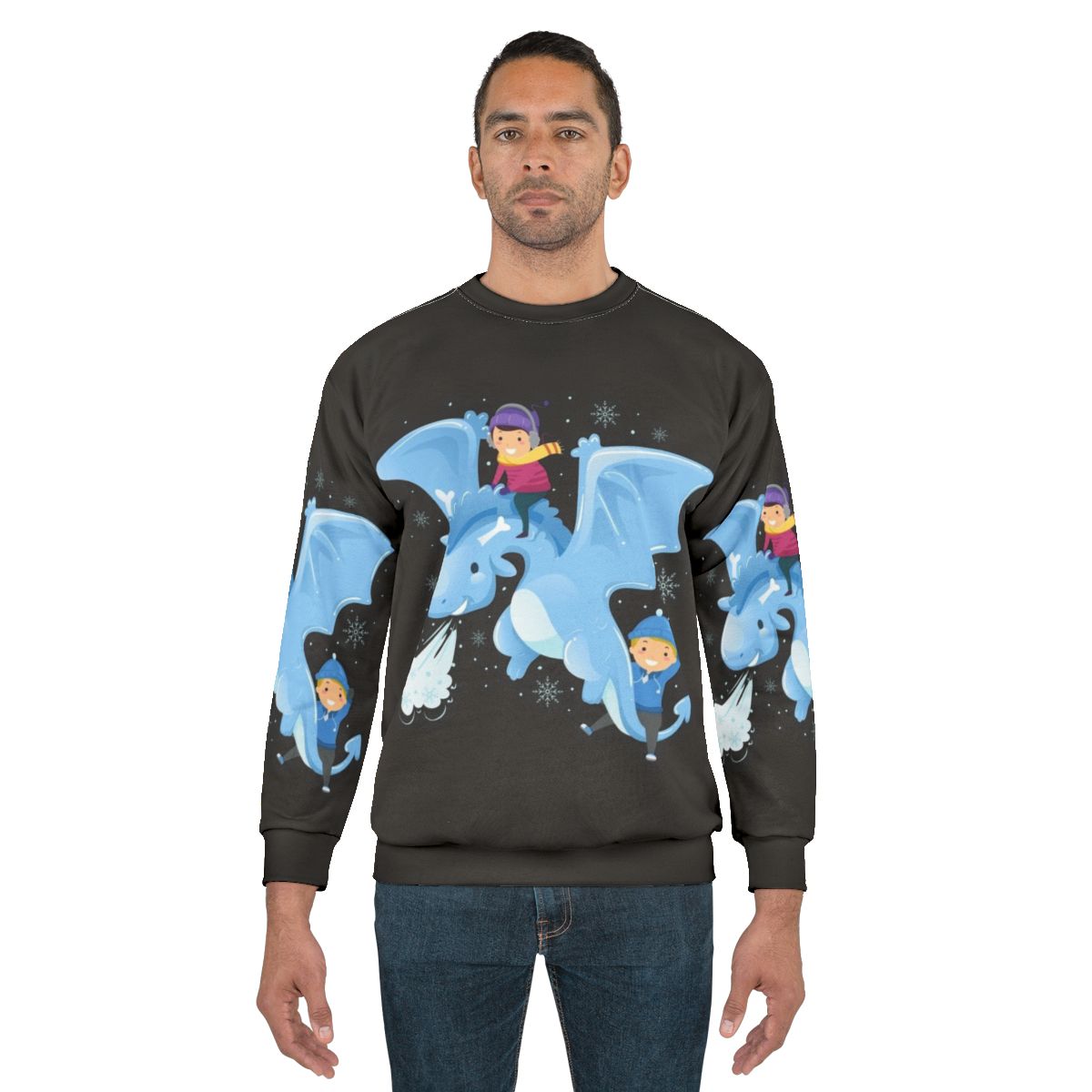 Legendary animals sweatshirt featuring a mystic dragon and lightning bolt fantasy design