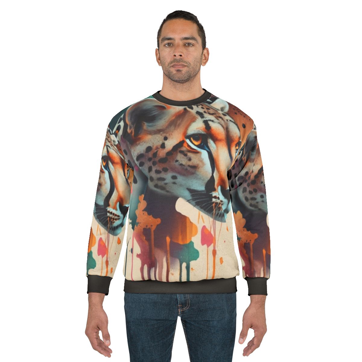 Cheetah print sweatshirt with wild animal design