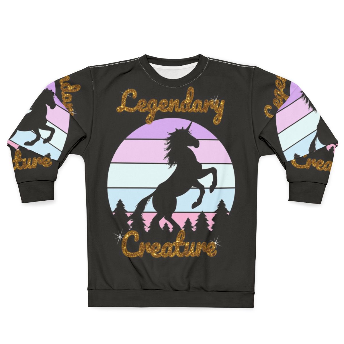 Legendary unicorn design sweatshirt featuring a magical, mythical creature