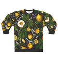 Lemon tree black sweatshirt with botanical leaves design
