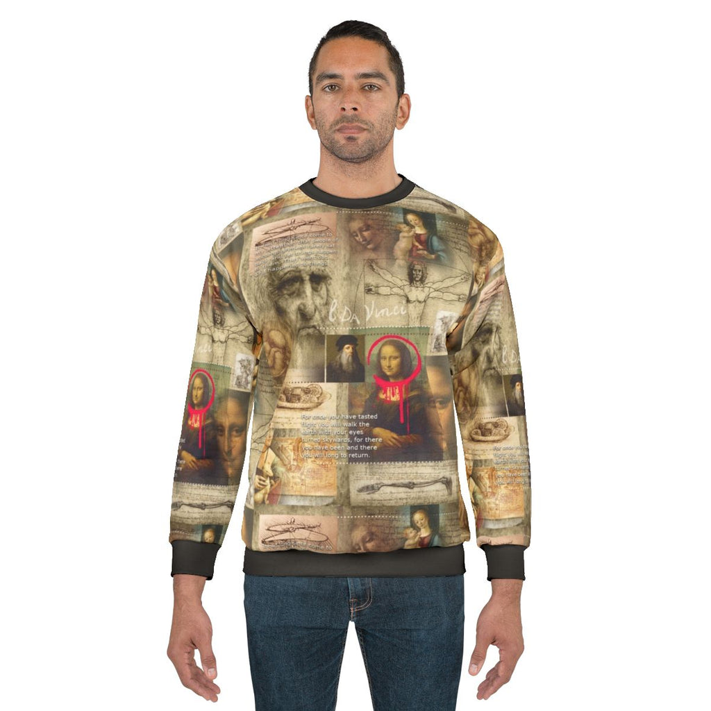 Renaissance-inspired sweatshirt featuring Leonardo Da Vinci's iconic artwork
