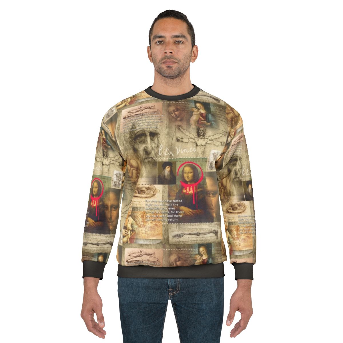 Renaissance-inspired sweatshirt featuring Leonardo Da Vinci's iconic artwork