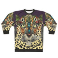 Leopard print sweatshirt with tribal and botanical design